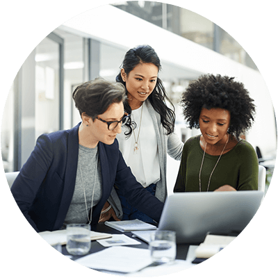 Group of diverse female employees.