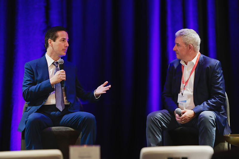 U.S. Senator Bernie Moreno (left) joined East West Bank SVP John Helgeson at EWB’s Ohio Charter School Leadership Summit to discuss the issues shaping charter school growth.