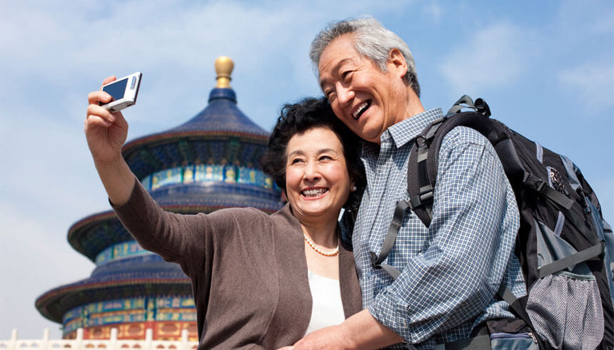 China's silver generation couple travelling