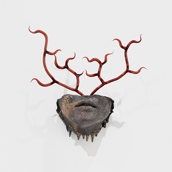 Witness, 2024-2025. Eaton Fire patinated lost-wax cast bronze and flame-worked borosilicate glass.