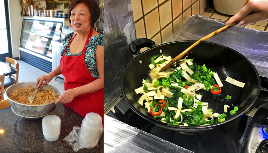 May Ku from Dai Ho Restaraunt teaches Clarissa Wei how to make mustard greens with tofu skin