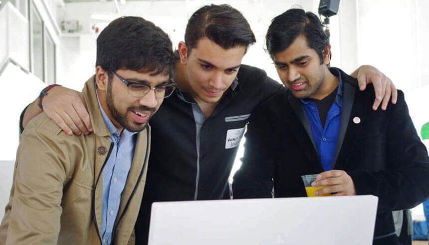 Waseem Shabout and his two business partners are looking at computer screen