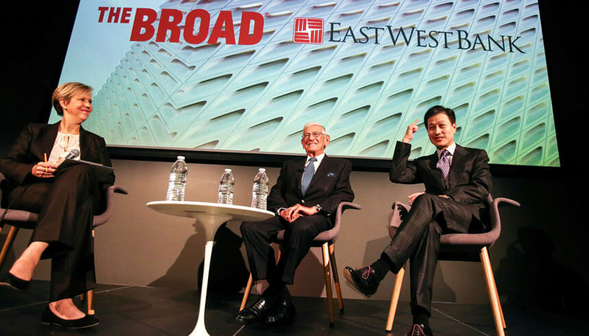 Eli Broad and Dominic Ng at the Oculus Hall at the Broad Museum
