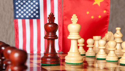 Chess concept. US and China competition