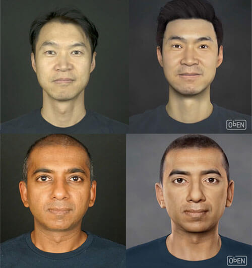 The digital twins of ObEN cofounders, Adam Zheng (top) and Nikhil Jain (bottom)