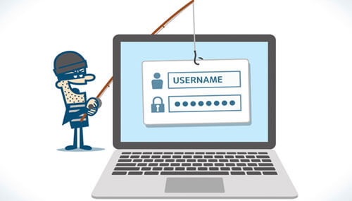 Hacker haciendo phishing en una computadora infectada