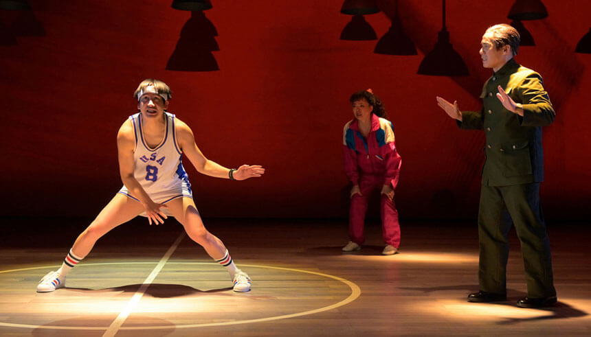 A photo from the Great Leap play where Manford is on the basketball court