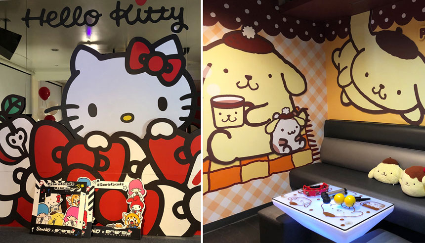 Hello Kitty character-branded rooms in Energy Bistro & Karaoke