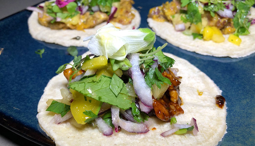 Mexican street tacos with exotic meats from 7Fusion restaurant