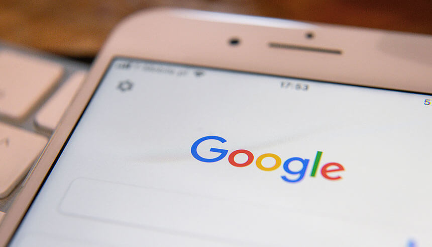 The Google search application is seen running on an iPhone