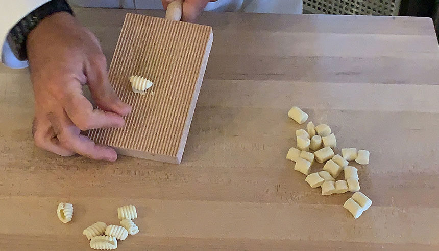 Handmade pasta shapes process at Eataly
