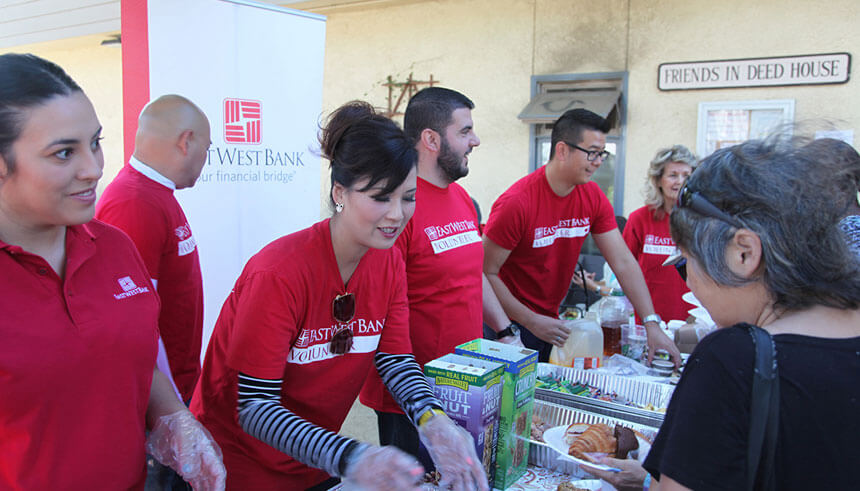 East West Bank volunteers at Friends in Deed, a local nonprofit organization in Pasadena