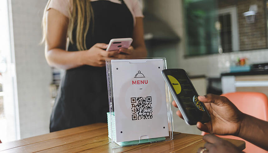 Looking up menu with a QR code